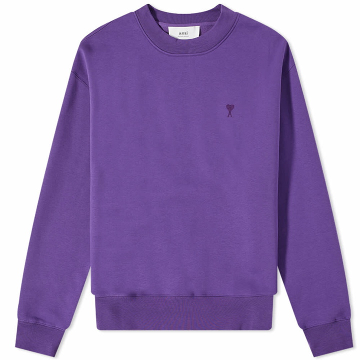 Photo: AMI Men's Tonal Heart Crew Sweat in Purple