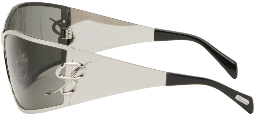 Blumarine Silver Metal Wraparound Sunglasses
