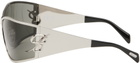 Blumarine Silver Metal Wraparound Sunglasses