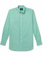 Drake's - Button-Down Collar Striped Cotton-Poplin Shirt - Green