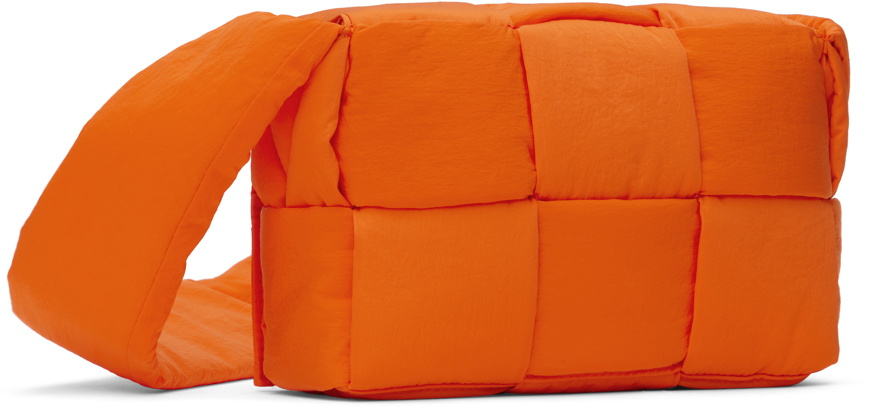 Bottega Veneta Orange Small Padded Tech Cassette Bag Bottega