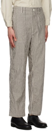 Engineered Garments Black & Off-White Striped Trousers