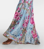 Camilla Embellished floral silk satin slip dress