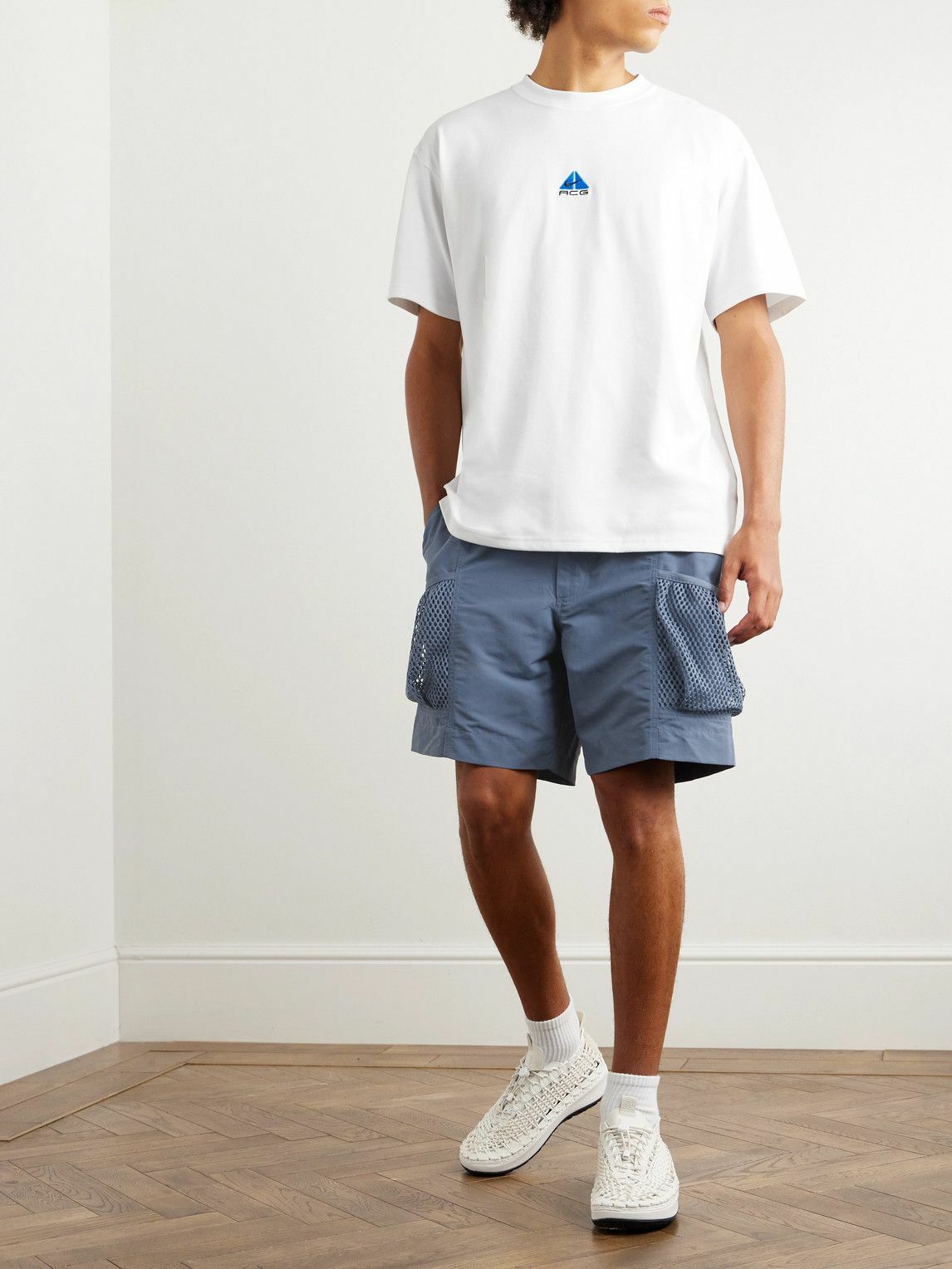 Nike - ACG Snowgrass Straight-Leg Belted Nylon Cargo Shorts - Blue