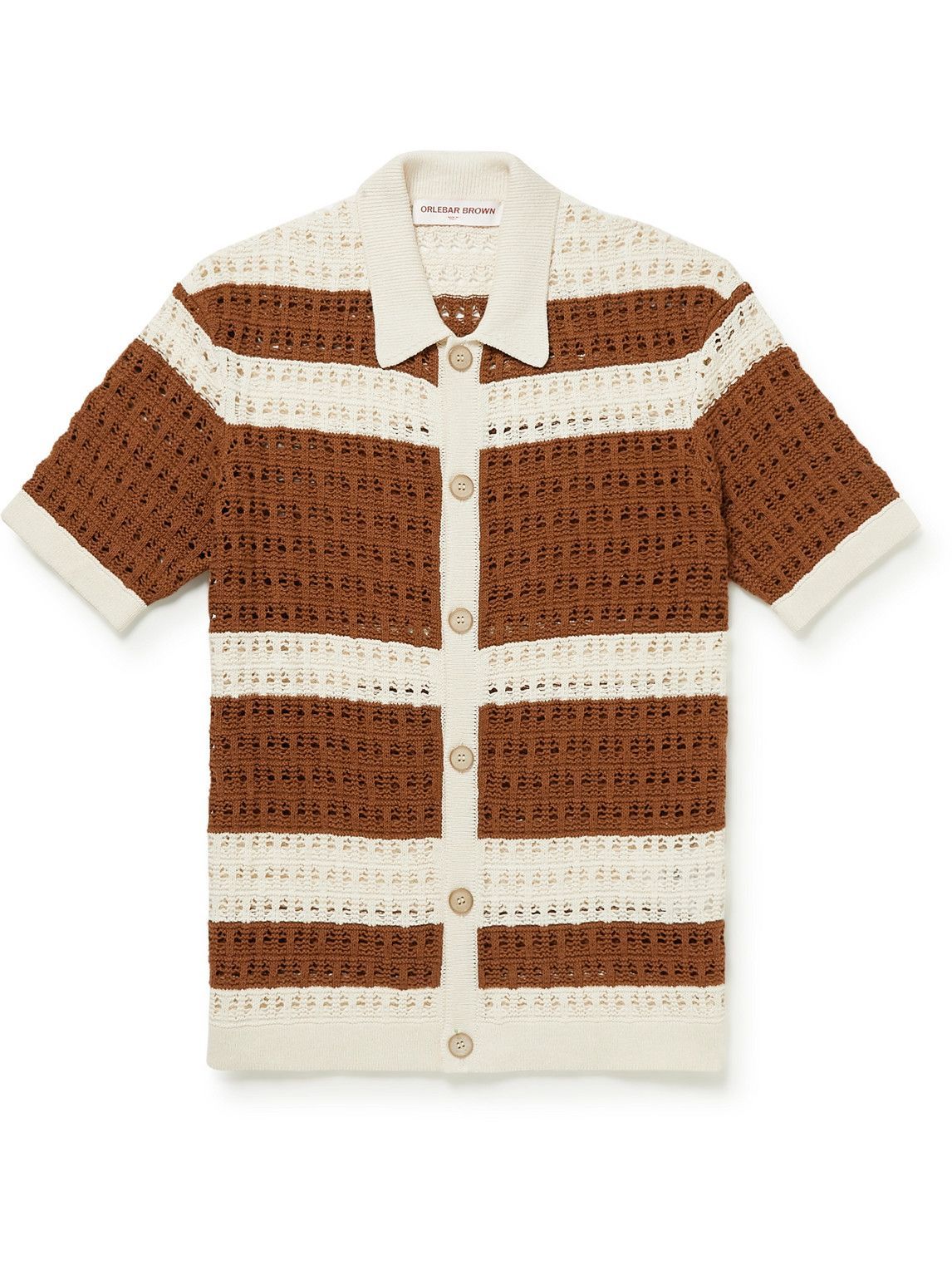 Orlebar Brown - Fabien Striped Crochet-Knit Cotton and Linen-Blend ...