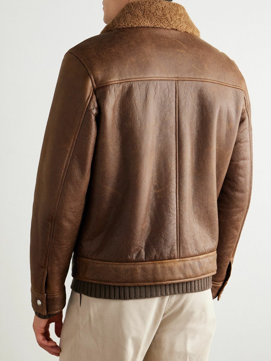Eleventy - Slim-Fit Shearling Jacket - Brown