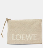 Loewe Oblong leather-trimmed jacquard pouch