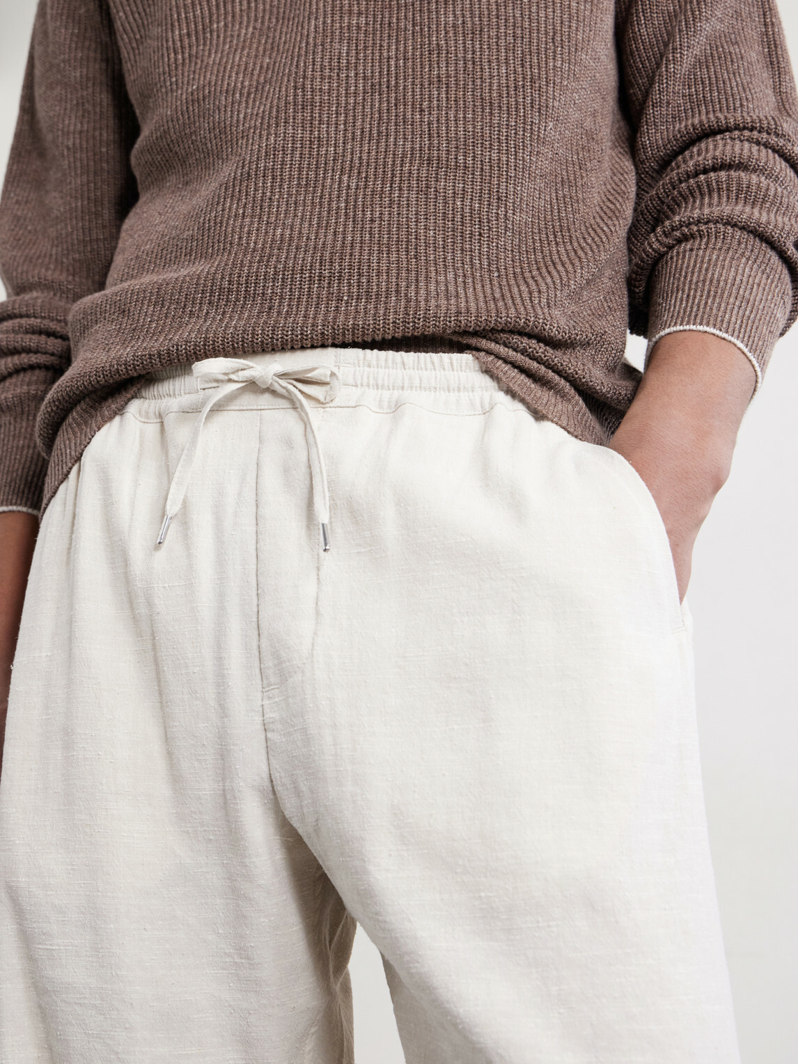 A Kind Of Guise - Samurai Straight-Leg Linen and Silk-Blend Drawstring Trousers - Neutrals