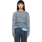 Loewe Blue Wool Cropped Jacquard Sweater