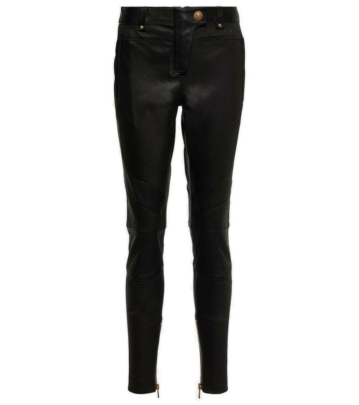 Photo: Balmain Low-rise leather skinny pants