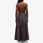 ST. Agni Women's Gathered Strapless Tie Back Maxi Dress in Chocolate Plum
