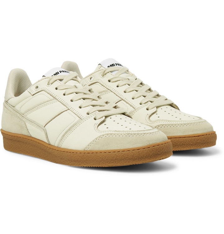 Photo: AMI - Full-Grain Leather and Suede Sneakers - Neutrals
