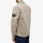 Stone Island Men's Brushed Cotton Canvas Zip Shirt Jacket in Dove Grey