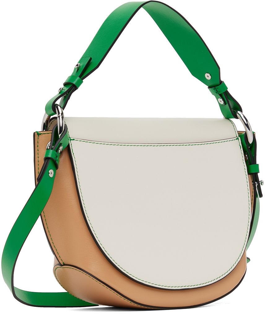 GANNI White & Beige Banner Saddle Bag GANNI
