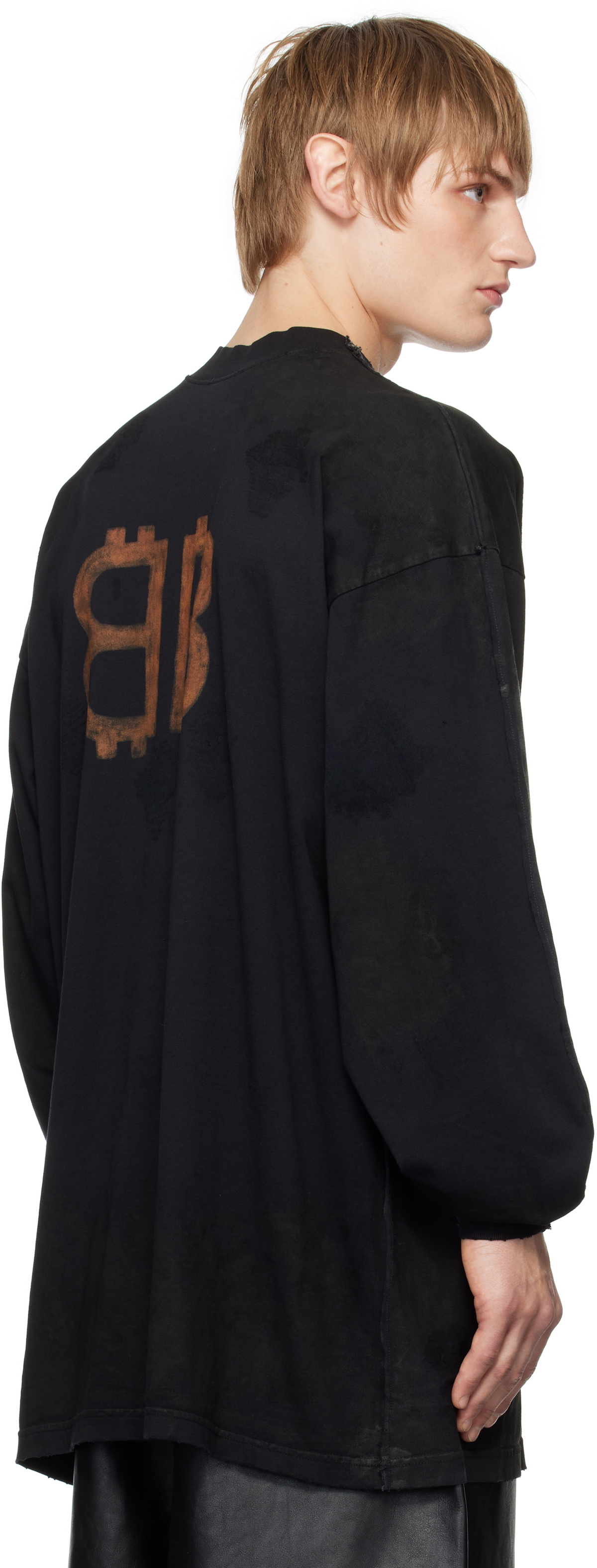 Balenciaga Black Paris Moon Double Front Long Sleeve T-shirt