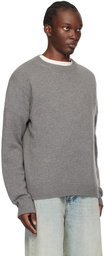 The Elder Statesman Gray Simple Sweater