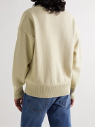 AMI PARIS - Logo-Intarsia Organic Cotton and Wool-Blend Sweater - Neutrals
