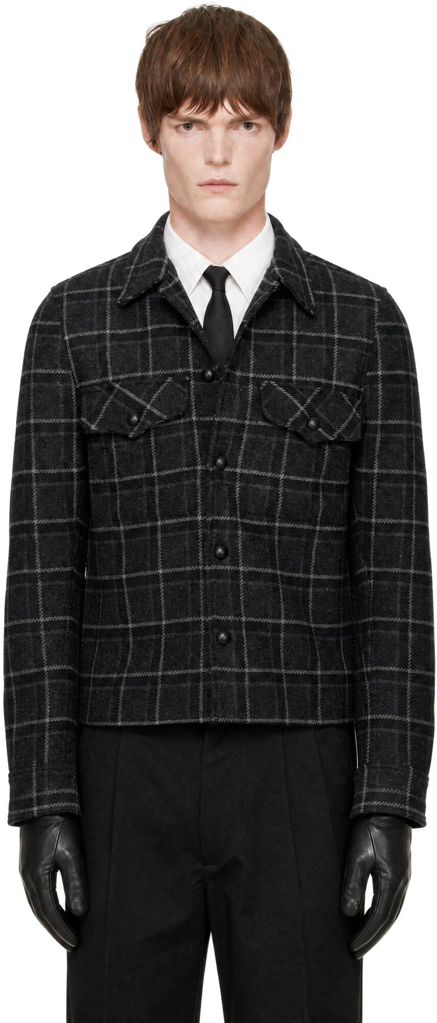 Ernest W. Baker SSENSE Exclusive Gray Check Overshirt