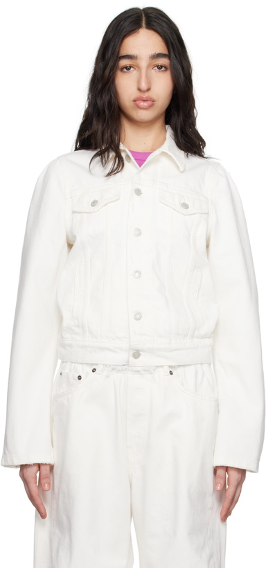 Photo: ALAINPAUL White Molded Shoulder Denim Jacket