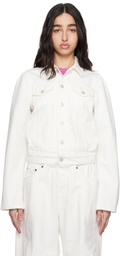 ALAINPAUL White Molded Shoulder Denim Jacket