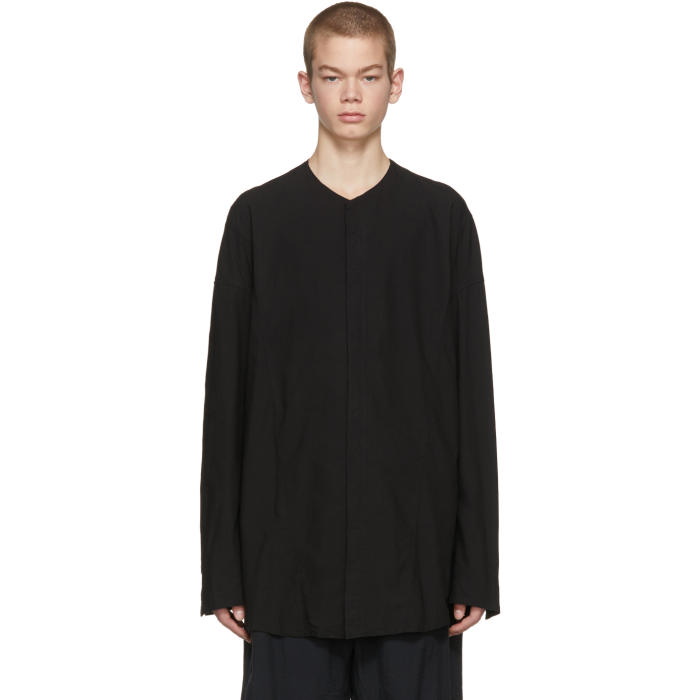 Photo: Julius Black Seamed Collarless Shirt 