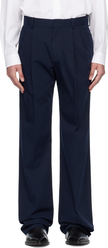 Photo: Balmain Navy Cotton Twill Darted Trousers