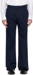 Balmain Navy Cotton Twill Darted Trousers
