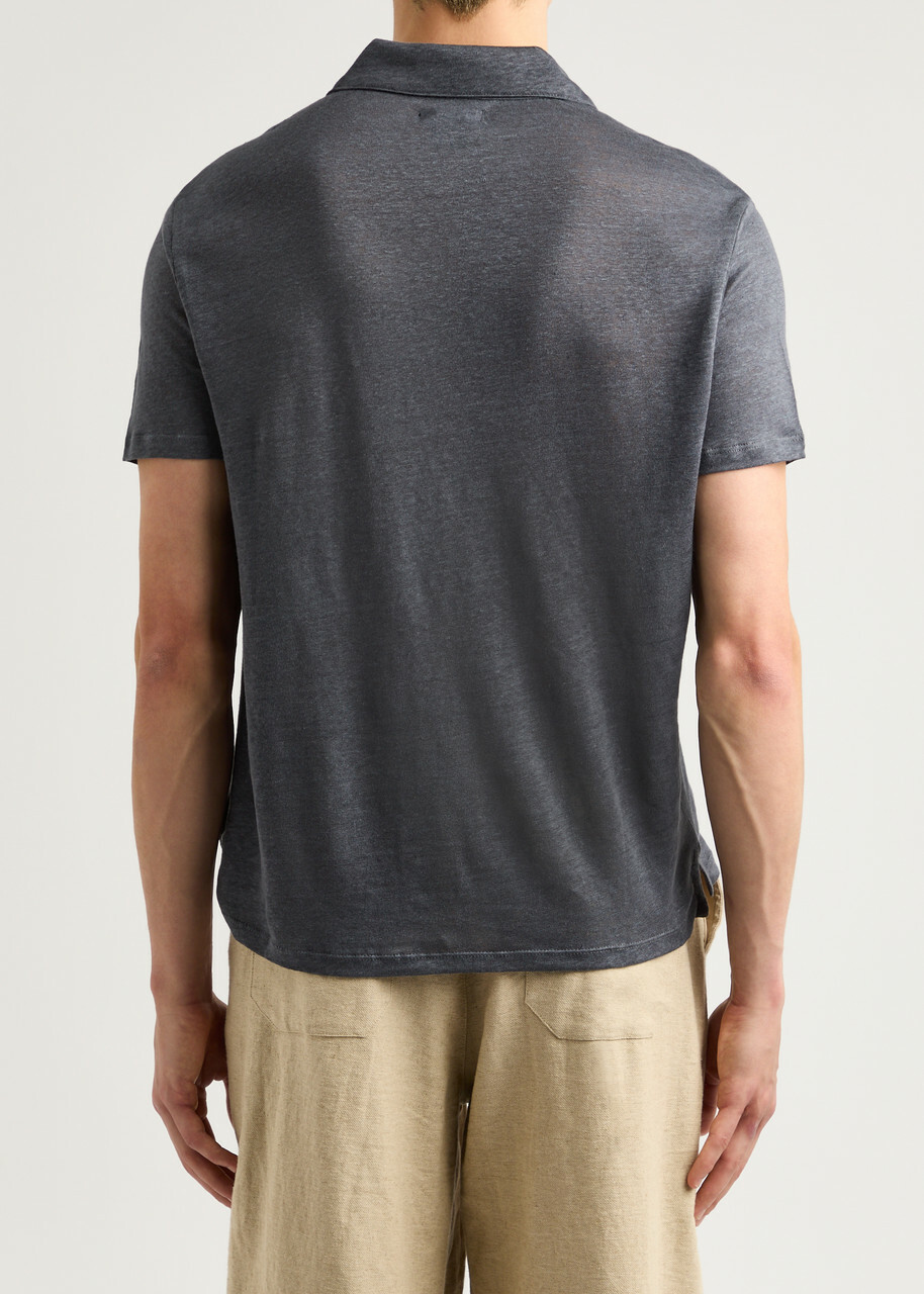 Paige Shelton Linen Polo Shirt Blue