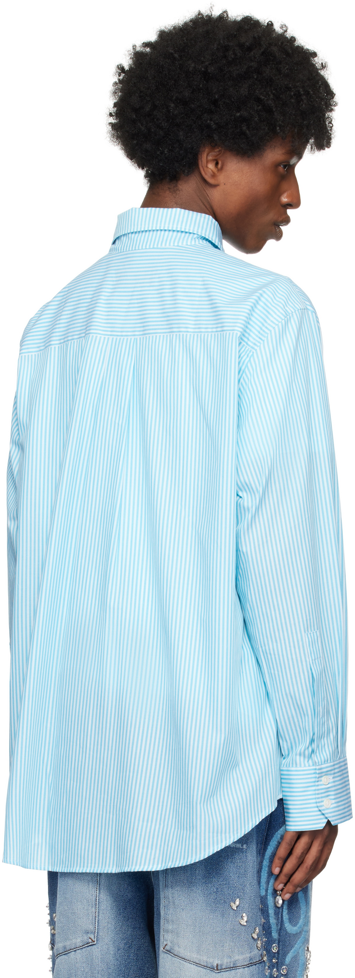 BLUEMARBLE Blue & White Striped Poplin Shirt