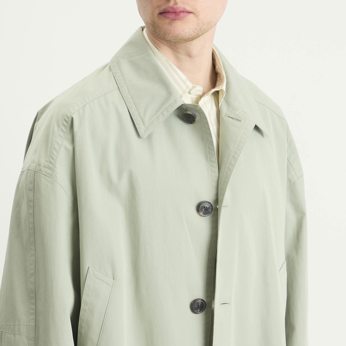 Dries Van Noten Men's Washed Heavyweight Cotton Jacket in Pistache