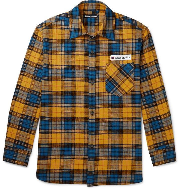 Photo: Acne Studios - Checked Cotton-Flannel Shirt - Yellow