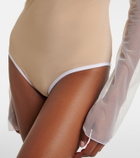 Nensi Dojaka Cutout ruched sheer bodysuit