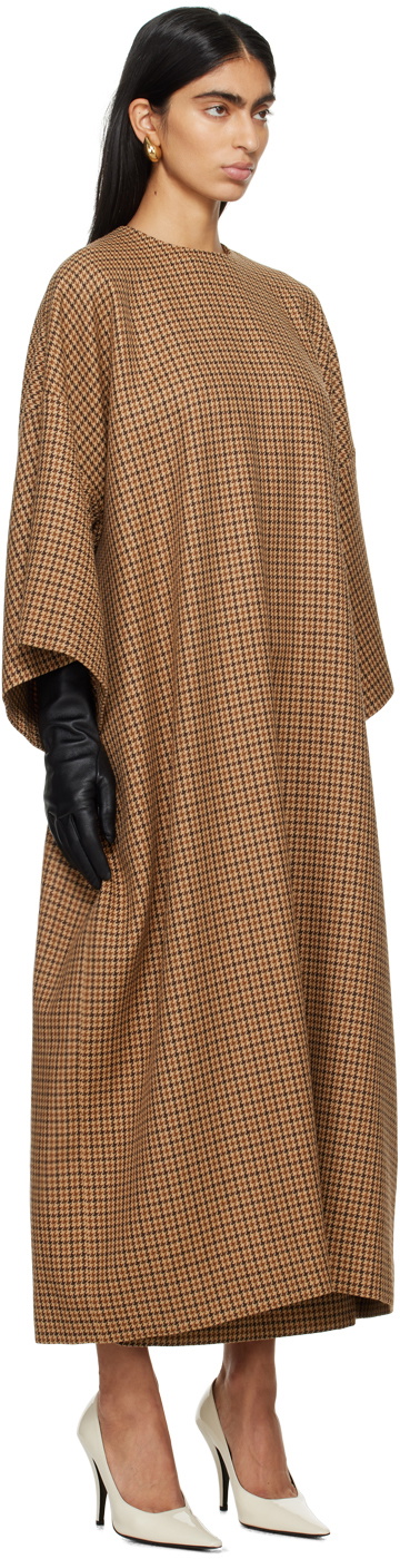 Marie Adam-Leenaerdt Brown Houndstooth Maxi Dress