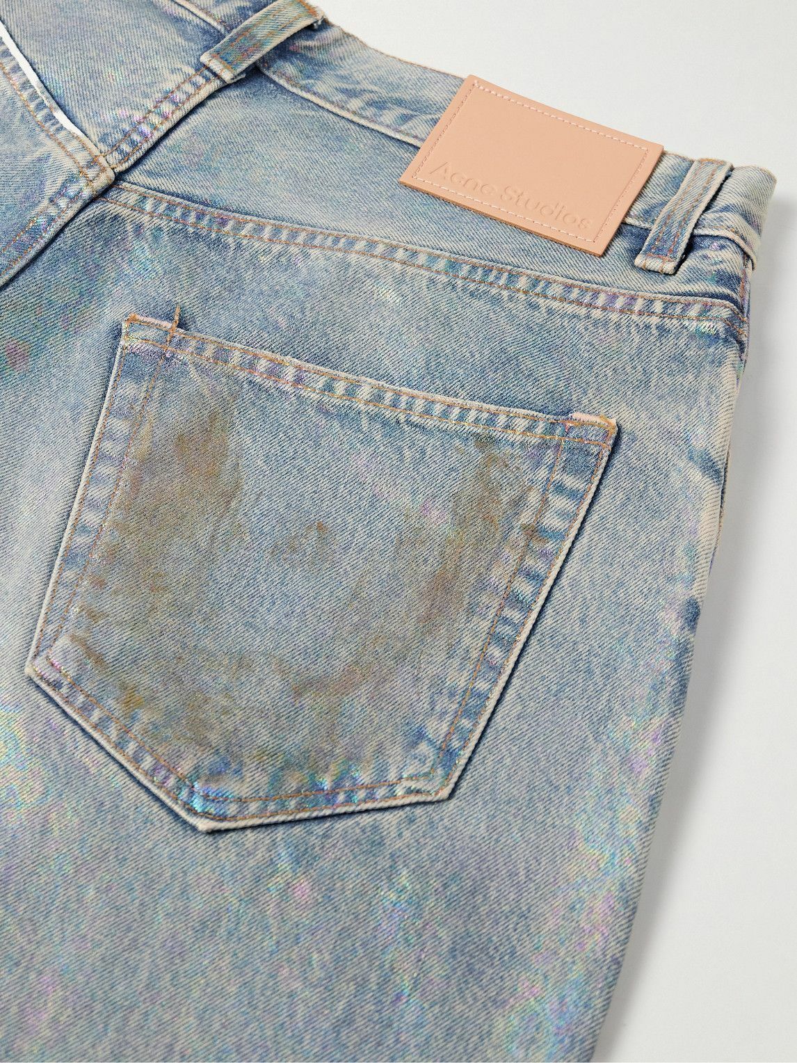 Acne Studios - Dirty Halo Wide-Leg Distressed Iridescent Jeans