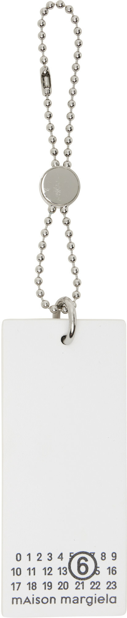 MM6 Maison Margiela White 'Numeric Tag' Bag Charm