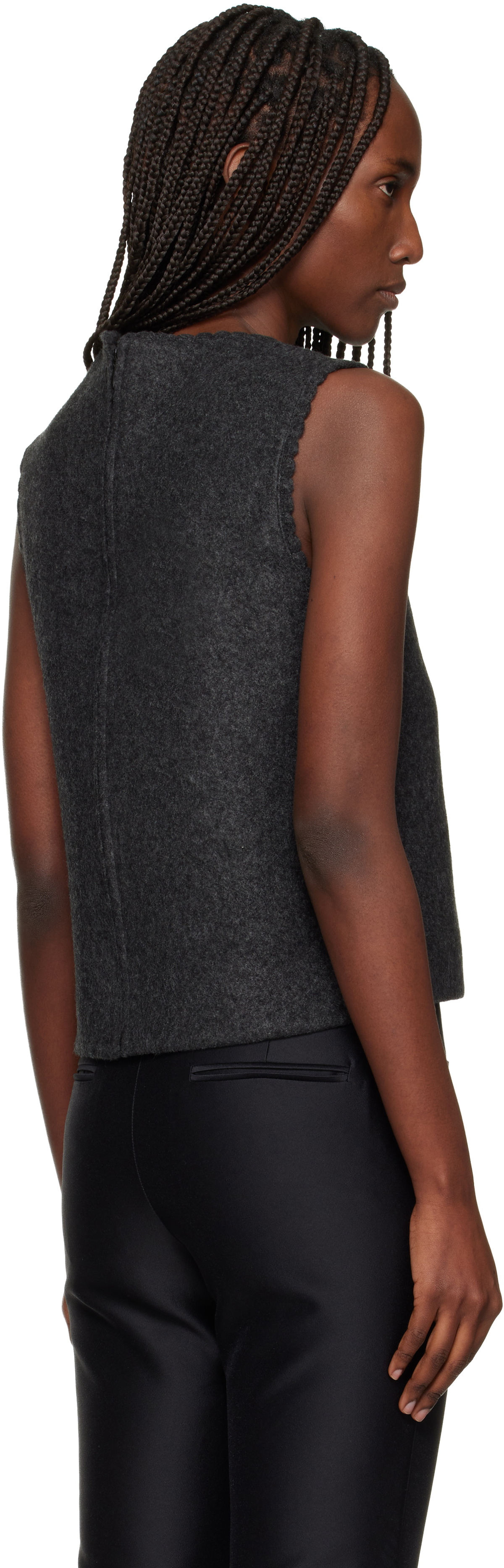 SHUSHU/TONG Gray Asymmetric Neckline Vest