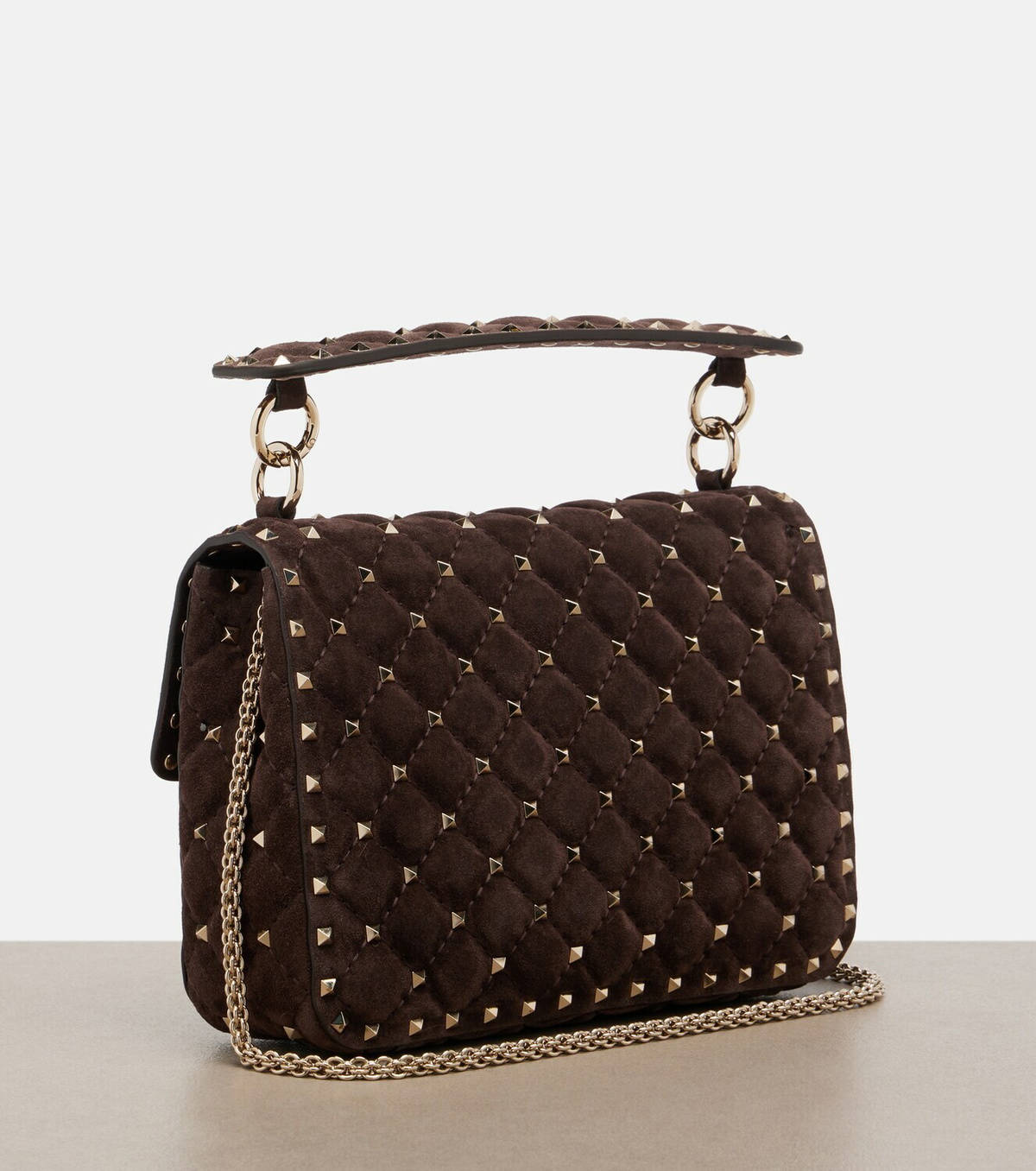 Valentino Garavani Rockstud Spike Medium suede top-handle bag
