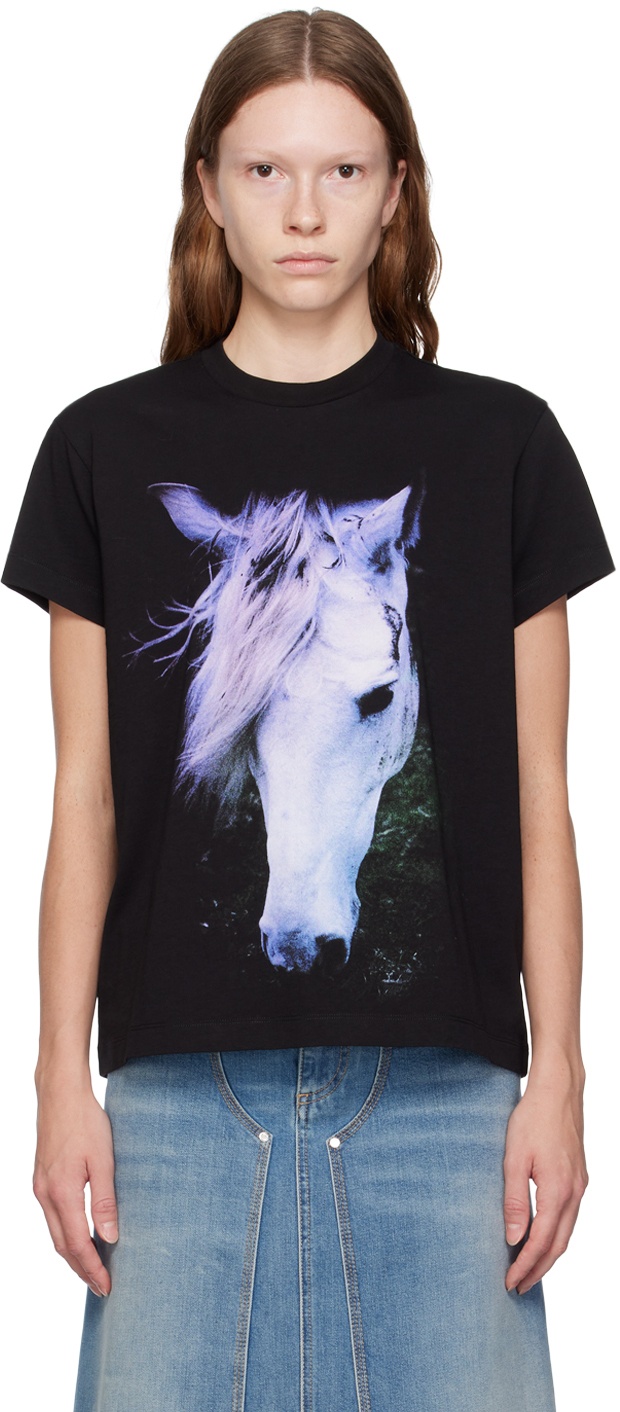 Stella McCartney Black 'The White Horse' T-Shirt Stella McCartney