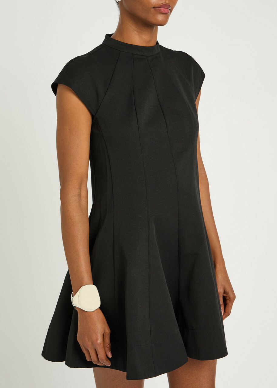 Staud Ellie Panelled Cotton-blend Mini Dress Black