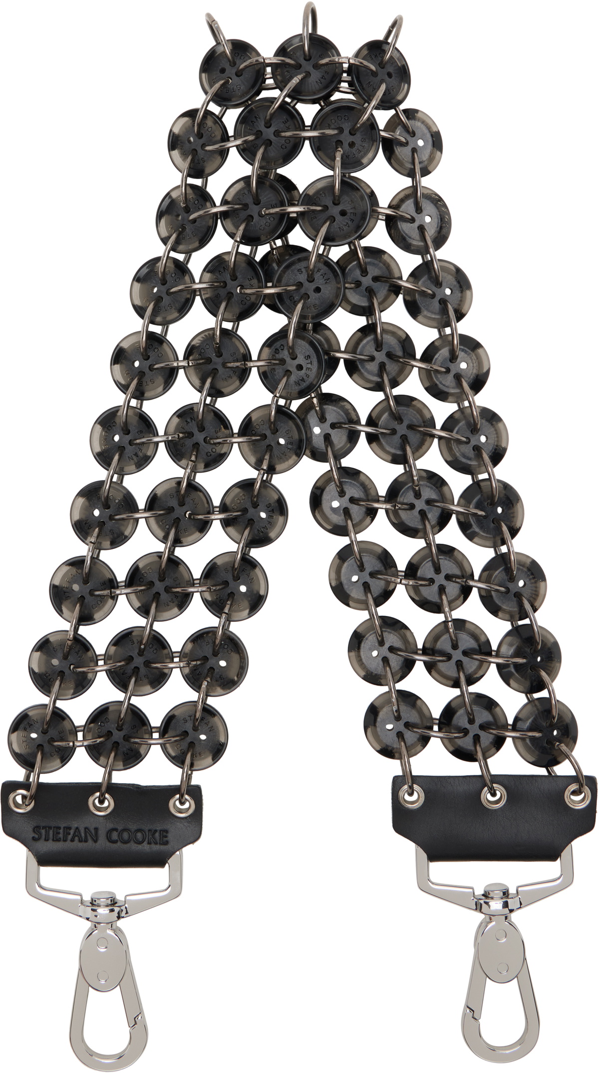 Stefan Cooke Black Short Button Bag Strap