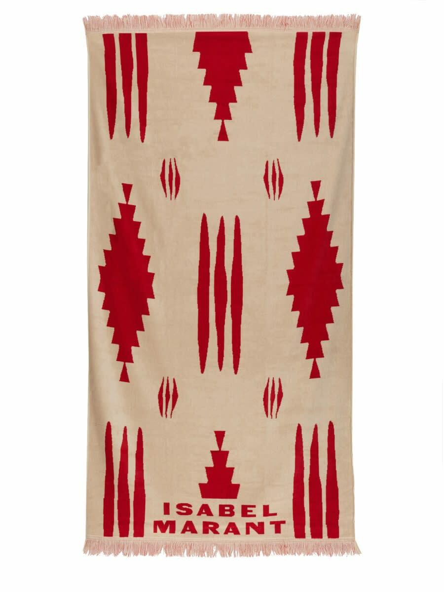 【関税&送料込】Isabel Marant Beach Towel With Logo ISABEL MARANT - Logo Beach Towel Isabel Marant