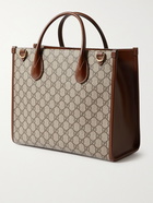 GUCCI - Leather-Trimmed Monogrammed Coated-Canvas Tote Bag