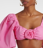Adriana Degreas Floral-appliqué cotton-blend crop top