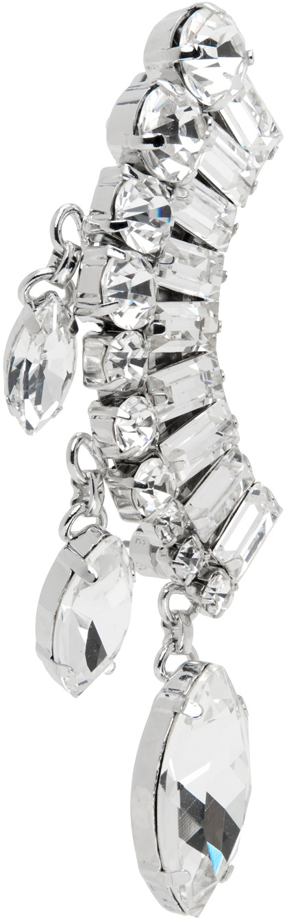 AREA Silver Crystal Baguette Drop Single Ear Cuff