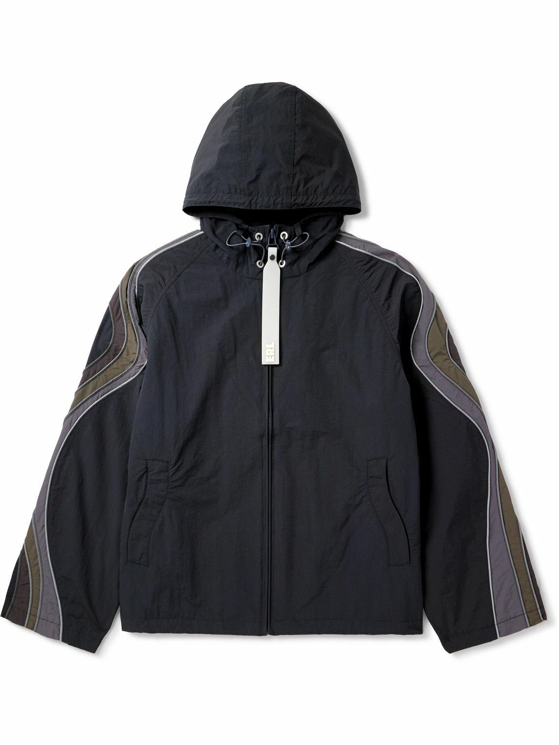ERL - Ufo Striped Shell Hooded Jacket - Black