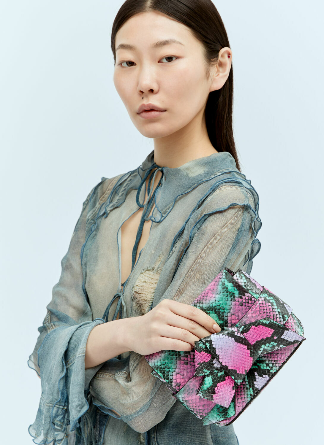 Acne Studios Snake Embossed Shoulder Bag