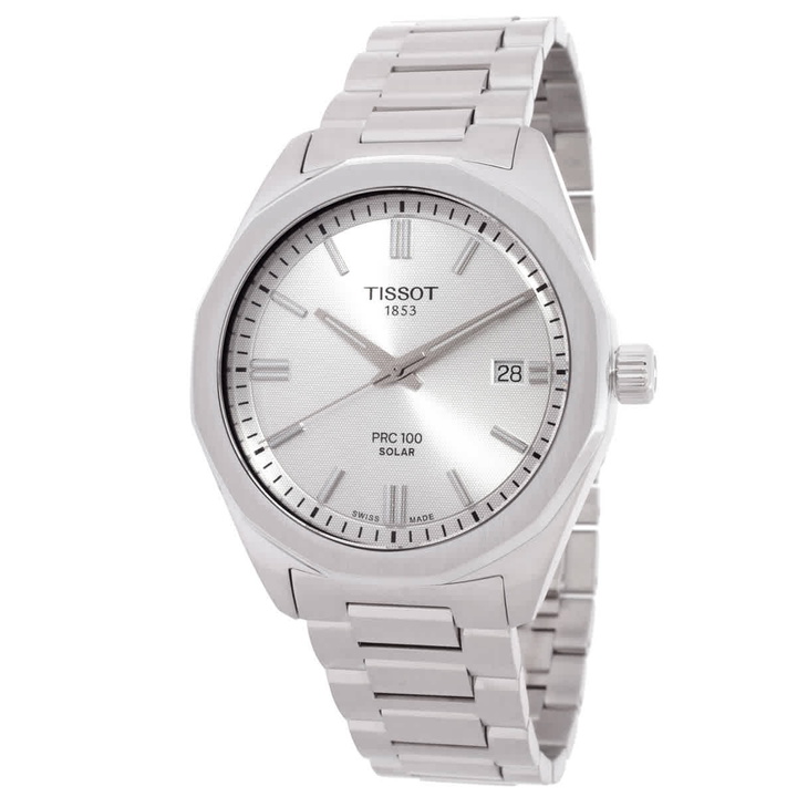 Photo: Tissot PRC Quartz Solar-Powered Silver Dial Watch T1514221103100