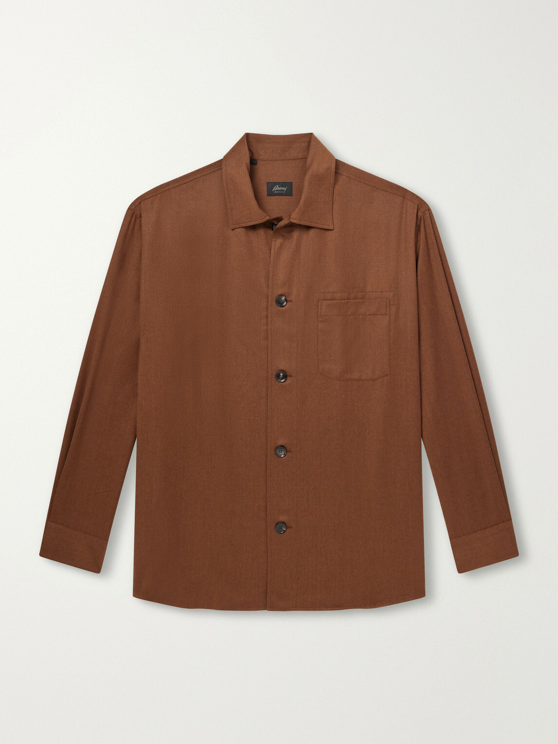 Brioni - Wool and Silk-Blend Twill Shirt - Brown