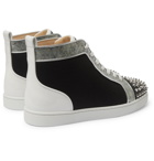 CHRISTIAN LOUBOUTIN - Louis Spiked Leather and Mesh High-Top Sneakers - Black