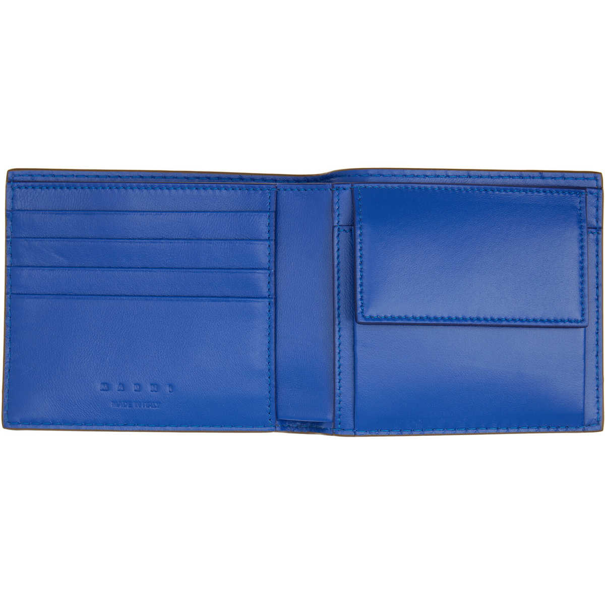Marni Khaki Contrast Stitching Leather Bifold Wallet